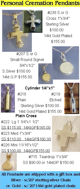 Pet Cremation Necklaces & Pendants