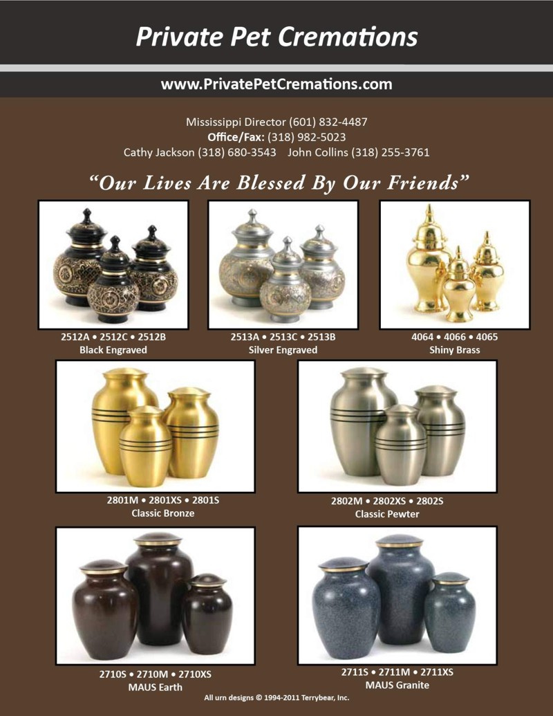 Private Pet Cremations - Pet Urns