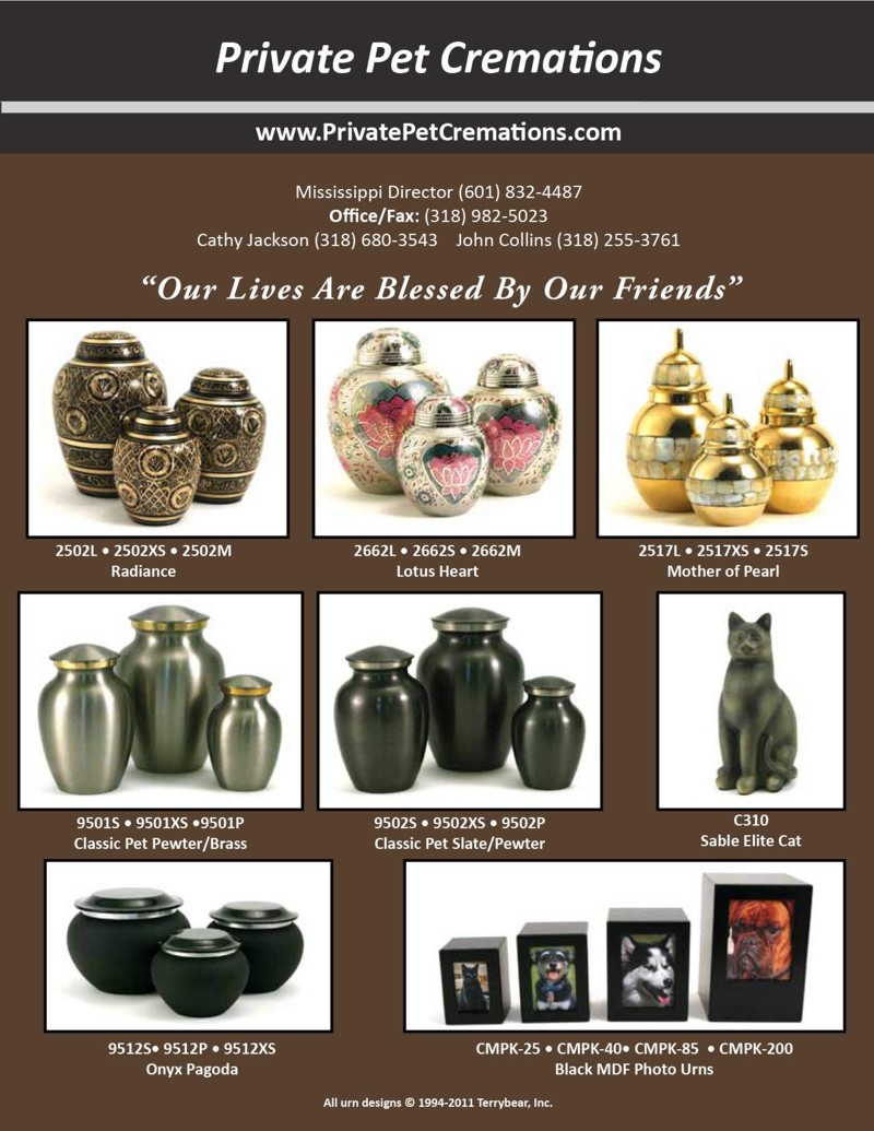 Private Pet Cremations - Pet Urns